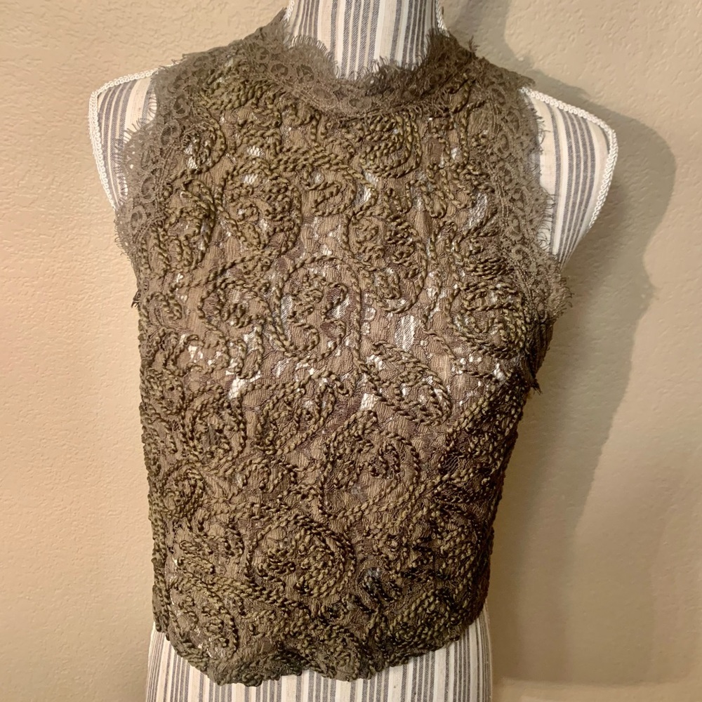 Zara Olive Lace Tank Top